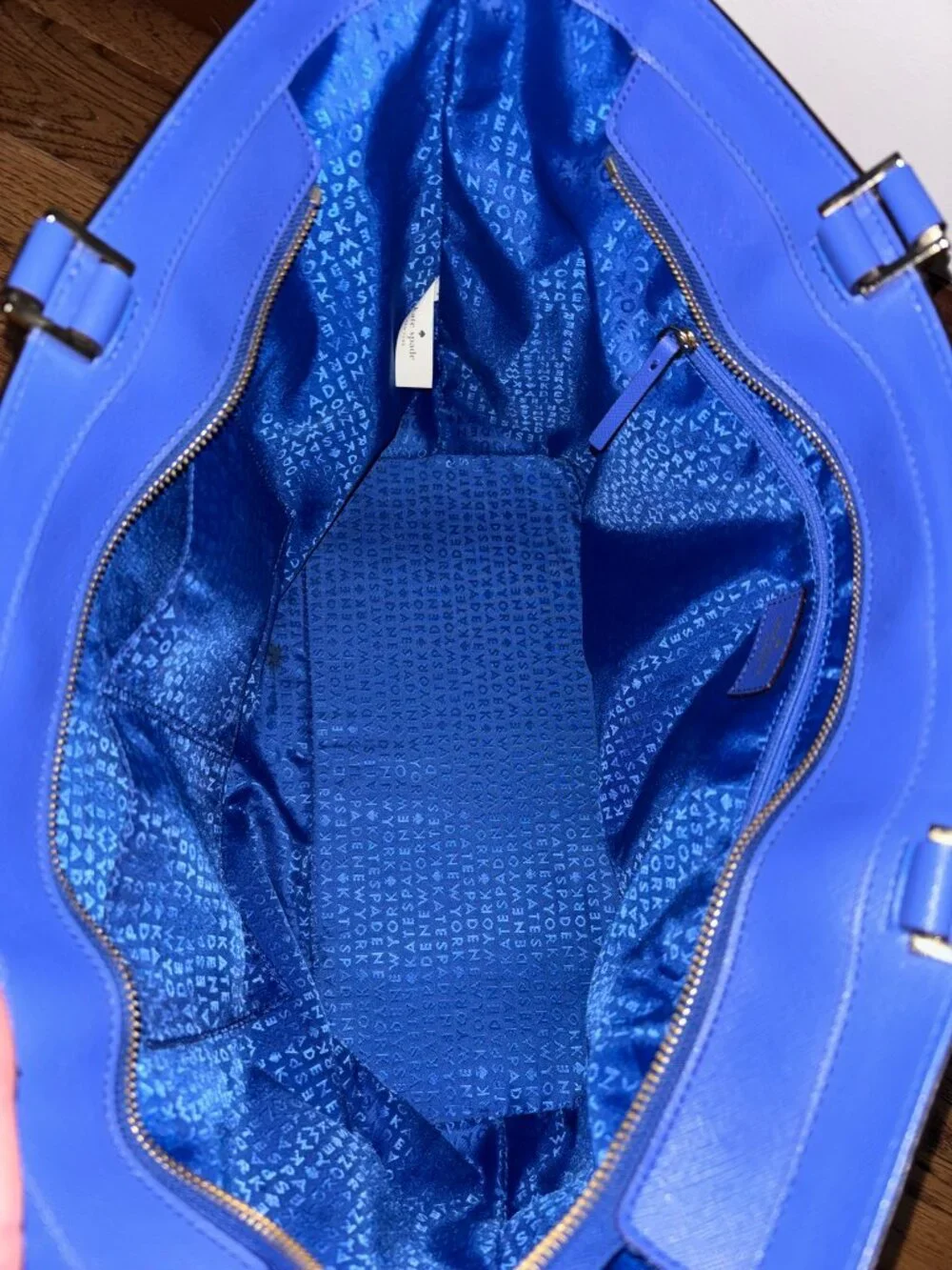 Kate Spade Beware of Sharks Jules Tote Bag Port Hole Nautical Blue Stripe BEACH